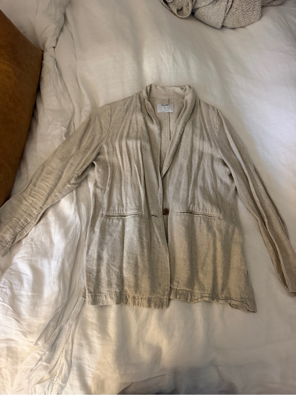 Old Navy Beige Open-Front Blazer Cardigan